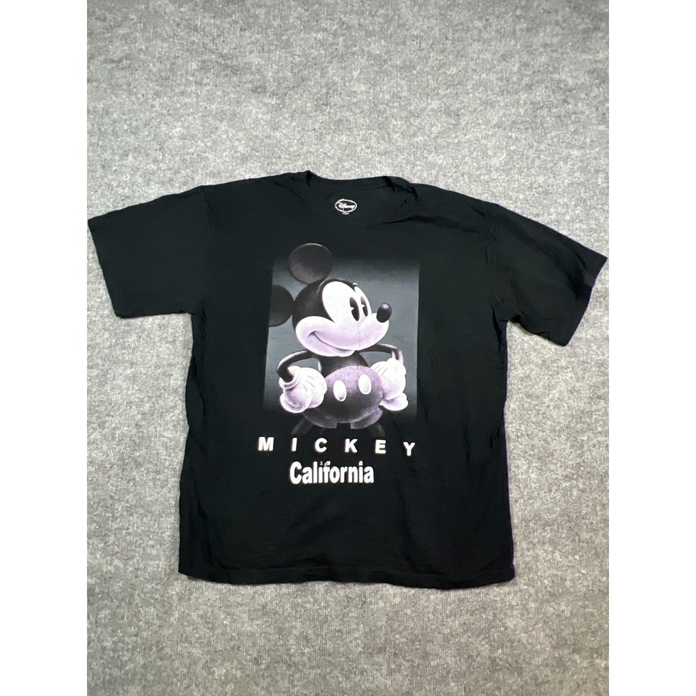 Disney T-Shirt Black Mens XL Black Mickey Mouse California Graphic Short Sleeve